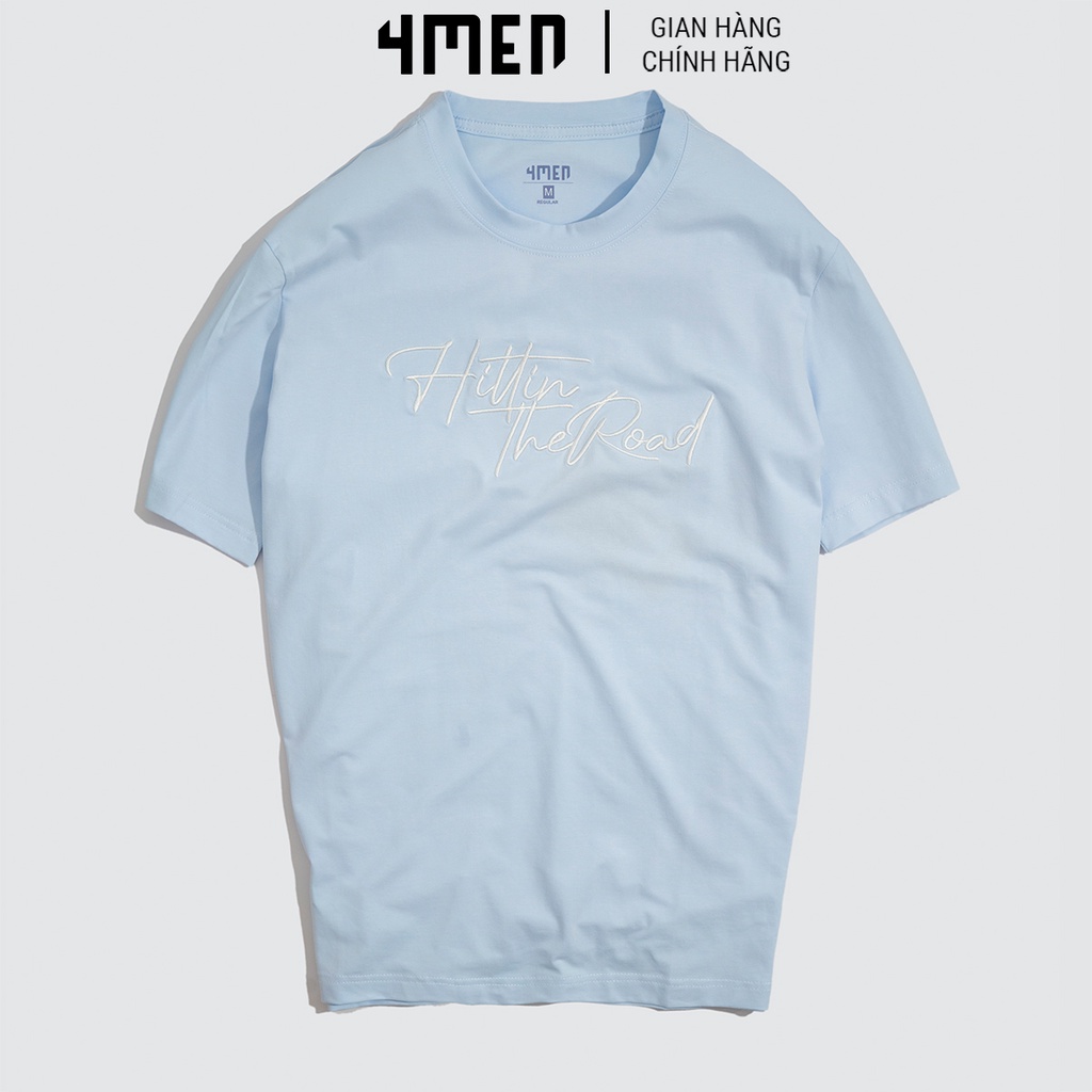 Áo thun nam cổ tròn đẹp 4MEN AT052 ngắn tay, thêu chữ nổi ấn tượng, vải cotton cao cấp thoáng mát | BigBuy360 - bigbuy360.vn