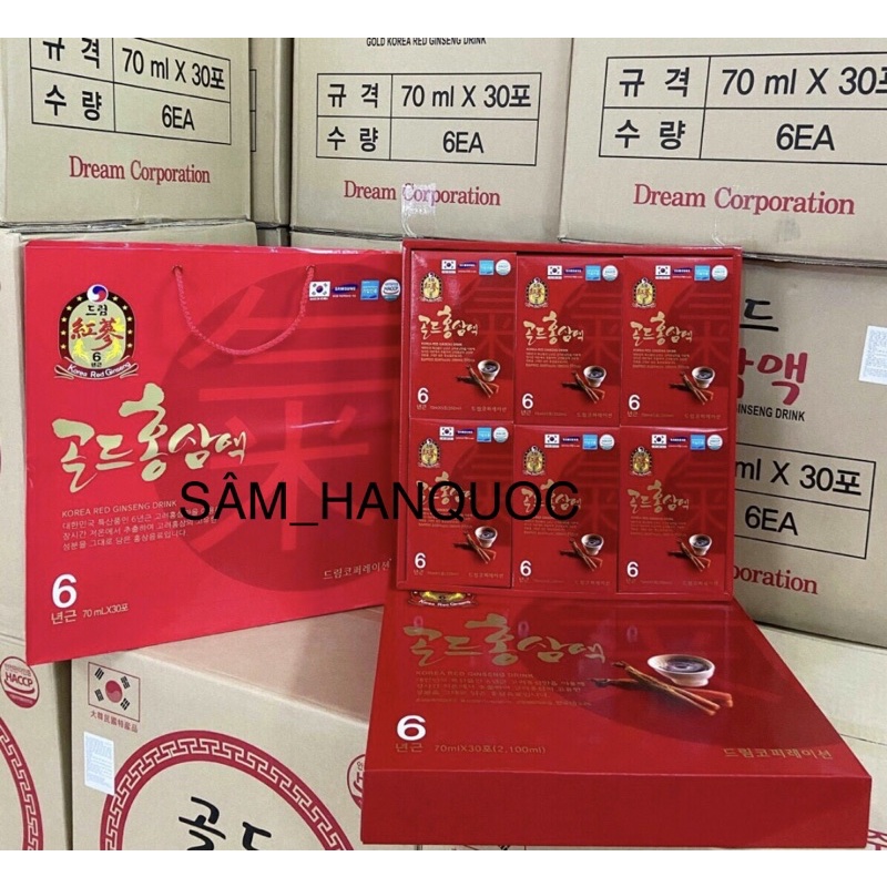 Nước Hồng Sâm Chén Dream 6 Năm Tuổi Hàn Quốc - Hộp 30 Gói x 70ml