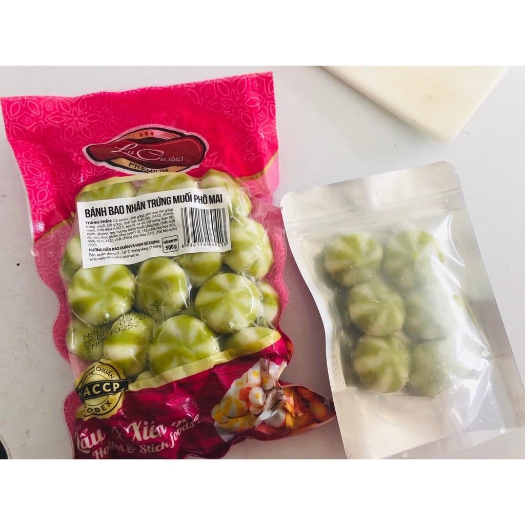 500g viên thả lẩu nhân trứng cá Lacusina (màu cam)