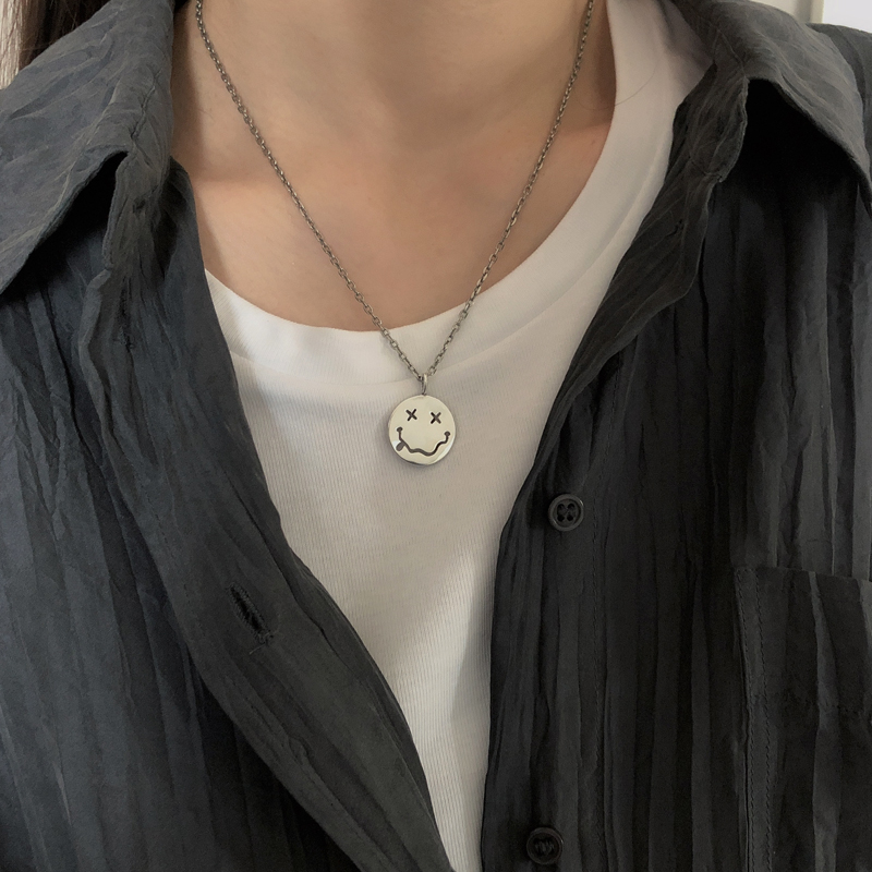 Dây Chuyền Mặt Hình Mặt Cười Đơn Giản Phong Cách Hip-Hop Hàn Quốc