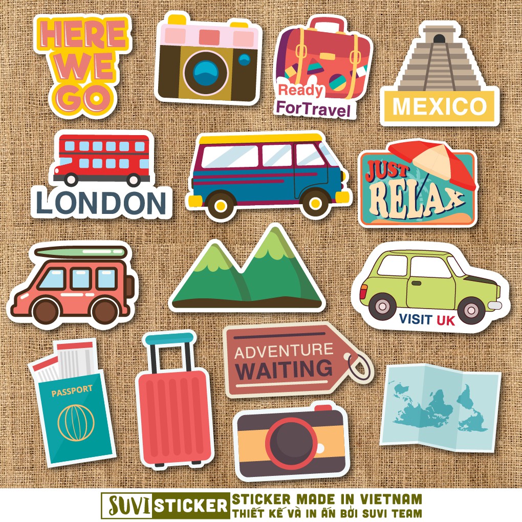 Sticker Du Lịch Travel 1 chống nước sticker dán laptop, điện thoại, đàn guitar, mũ bảo hiểm, vali. MSP: T01