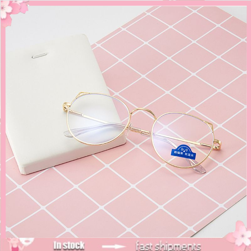 Mắt kính gọng tròn hình tai mèo dễ thương