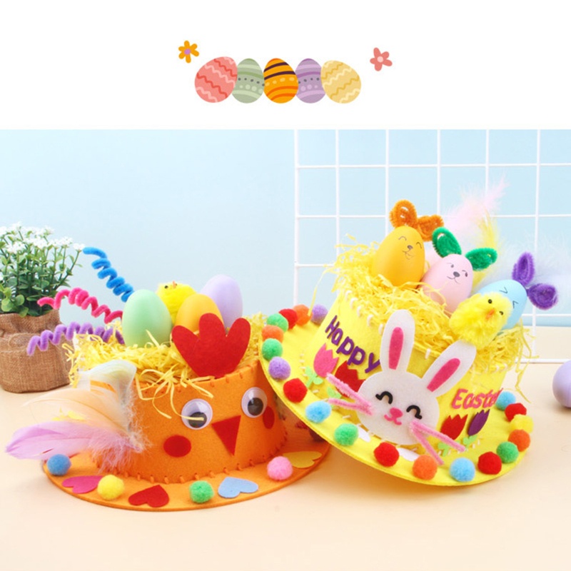 Bộ Mũ Vải Không Dệt Hình Thỏ Và Trứng Phục Sinh Thủ Công DIY Cho Bé
