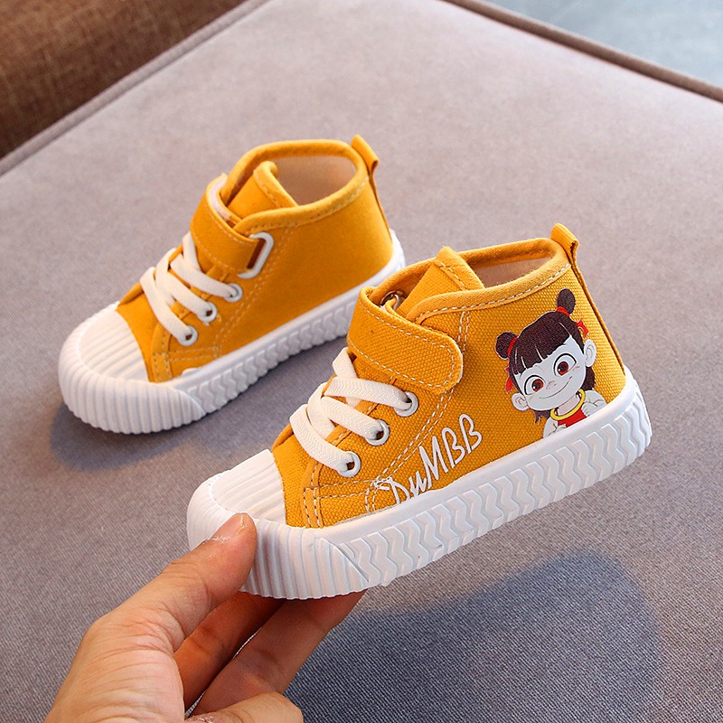 Giày sneakers vải canvas họa tiết hoạt hình xinh xắn dành cho bé trai và bé gái