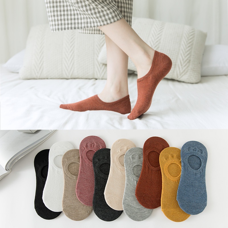 Tất vớ nữ nam cổ ngắn trắng giấy lười dễ thương hàn quốc đẹp iLita chân thấp nhún đủ màu trơn đen, đỏ, vàng, xám, xanh