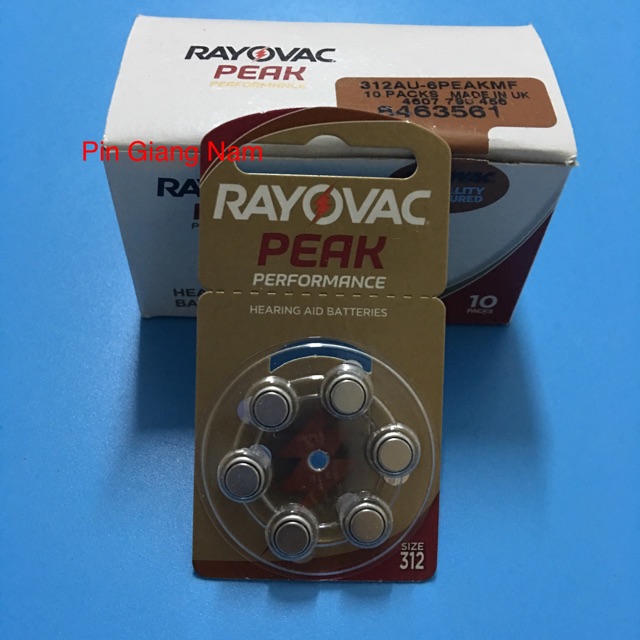 Pin máy trợ thính Rayovac  312 PR41 AG3 vỉ 6 viên