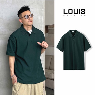 Áo thun Polo trơn Nam Louis chất áo Phông cotton gân dày dặn cảm giác thoải mái khi mặc form rộng chuẩn Oversize