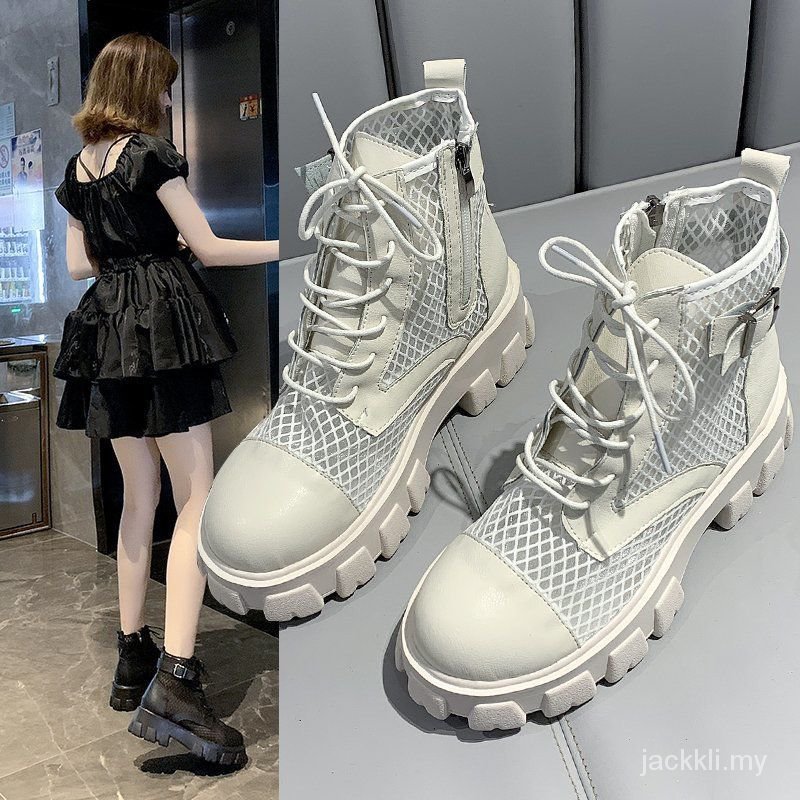 Giày Bốt Dr. Martens Đế Dày Phối Lưới Thoáng Khí Thời Trang Mùa Hè Cho Nữ 2021spring