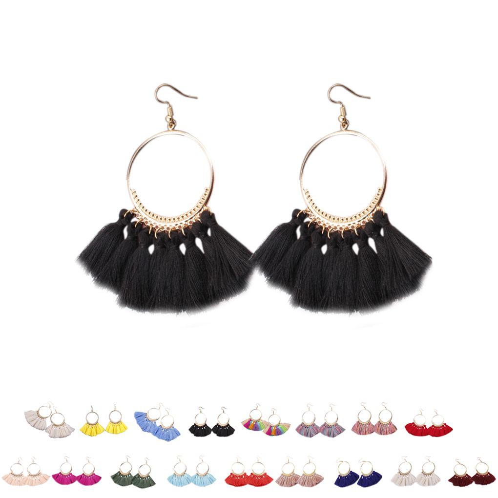 Đôi bông tai dài tua rua phong cách Bohemia cho nữ