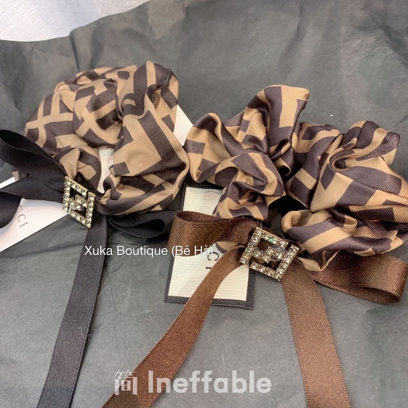 Dây Buộc Tóc Nữ Gắn Đá Chữ FF Thương Hiệu Cao Cấp