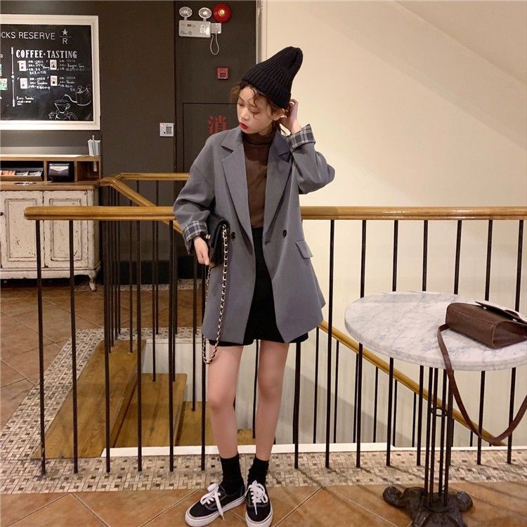 [ord] Áo Blazer trơn tay xắn gấu caro (C42) | BigBuy360 - bigbuy360.vn