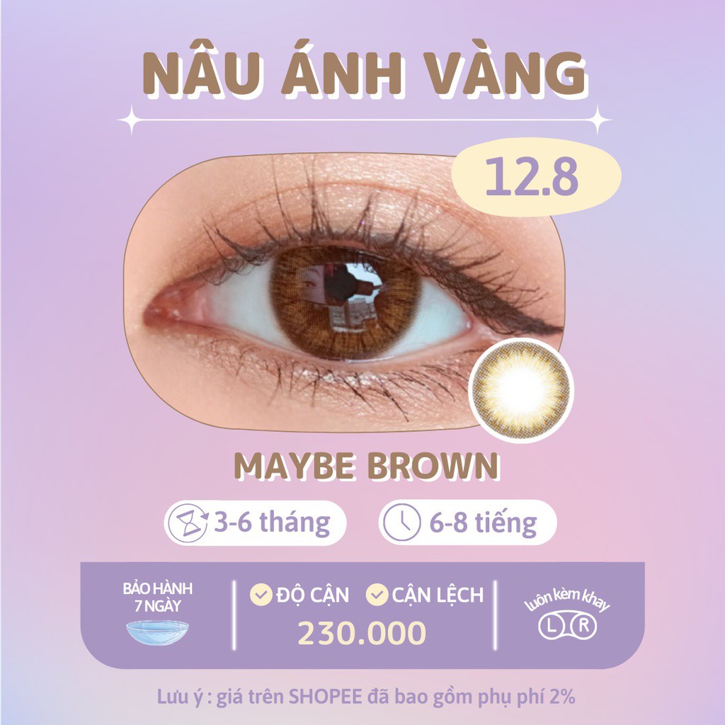 Kính áp tròng nâu ánh vàng Maybe Brown chính hãng Olens | Hạn sử dụng 3-6 tháng | Lens cận