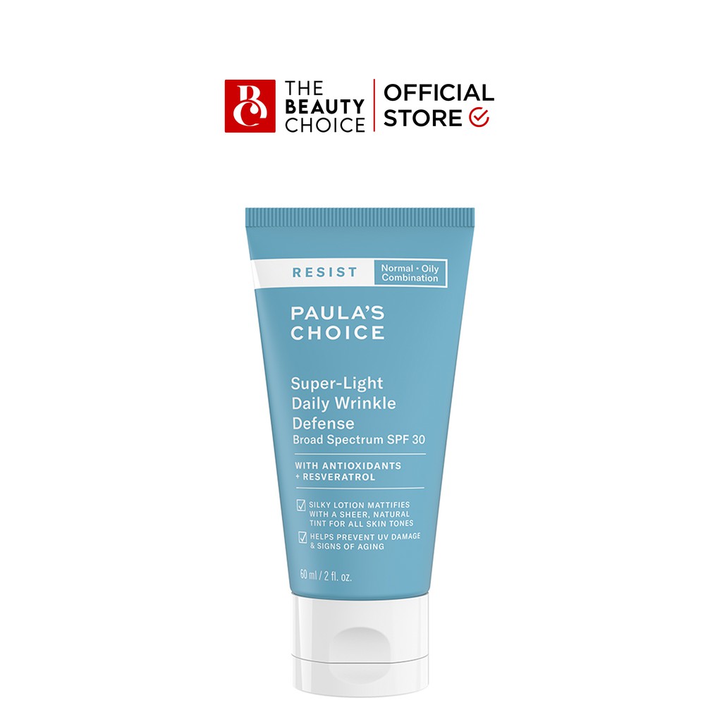 [Mã BMBAU300 giảm đến 300K đơn 499K] Kem Dưỡng Paula's Choice Resist Super-Light Wrinkle Defense SPF 30 (60mL)