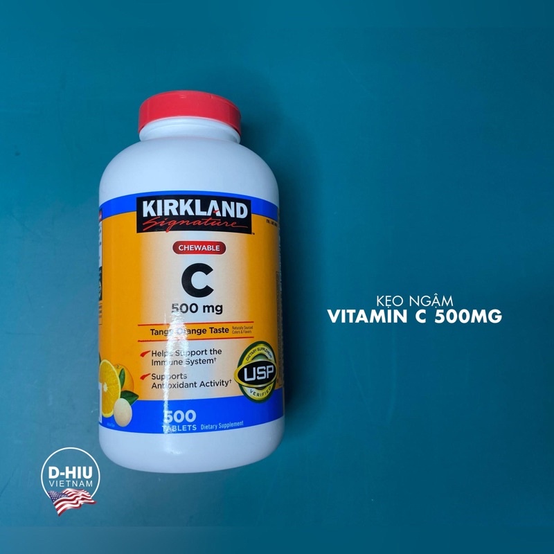 Kirkland Vitamin C 500MG - Viên Ngậm, Nhai bổ sung Vitamin C
