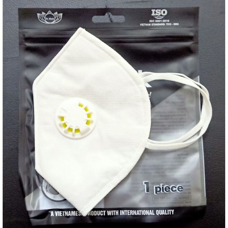 [Túi 1 Chiếc] Khẩu Trang 3D Dr Mask Có Van Thở (4 Lớp) Làm Từ 100% Vải PP, Lọc Bụi Tiêu Chuẩn PM2.5 Xuất Khẩu Cao Cấp