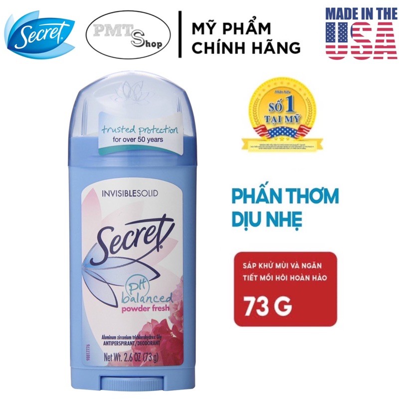 [USA] Lăn sáp khử mùi nữ Secret Invisible Solid 73g Ultimate Fresh Scent 4in1 | Paris Rose ngăn mồ hôi - Mỹ | BigBuy360 - bigbuy360.vn