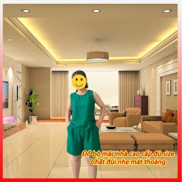 Đồ Ngủ Nữ, Đồ Bộ Mặc Nhà Màu Xanh Lá, Chất Đũi, Mềm Nhẹ Thoáng Mát, Thấm Hút Mồ Hôi