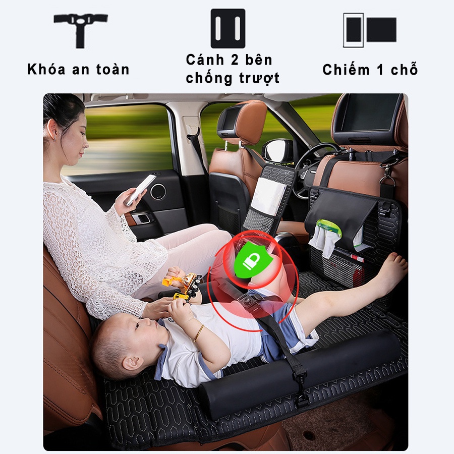 Nệm hơi ô tô chất liệu da cao cấp phù hợp với mọi loại xe, đệm xe ô tô có chỗ cho e bé ngủ