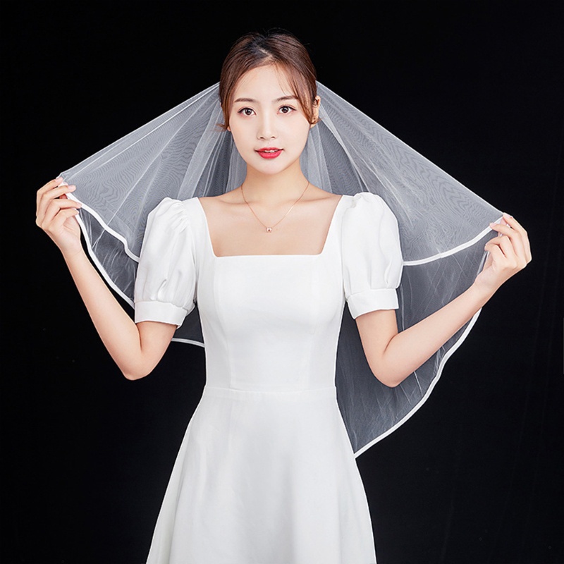 Mạng Che Mặt 2 Lớp Bằng Vải Tuyn Trang Trí Đám Cưới