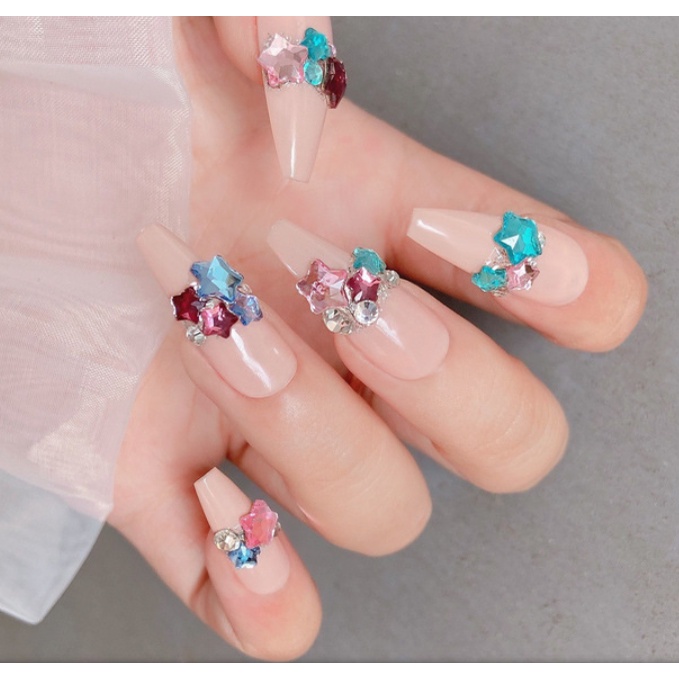 50 CÁI Pha Lê Biển Màu Xanh Ngôi Sao Nhỏ Đồ Trang Sức Móng Tay / Màu Hỗn Hợp Ngôi Sao Năm Cánh Phẳng Đáy Móng Tay Đồ Trang Sức Nghệ Thuật