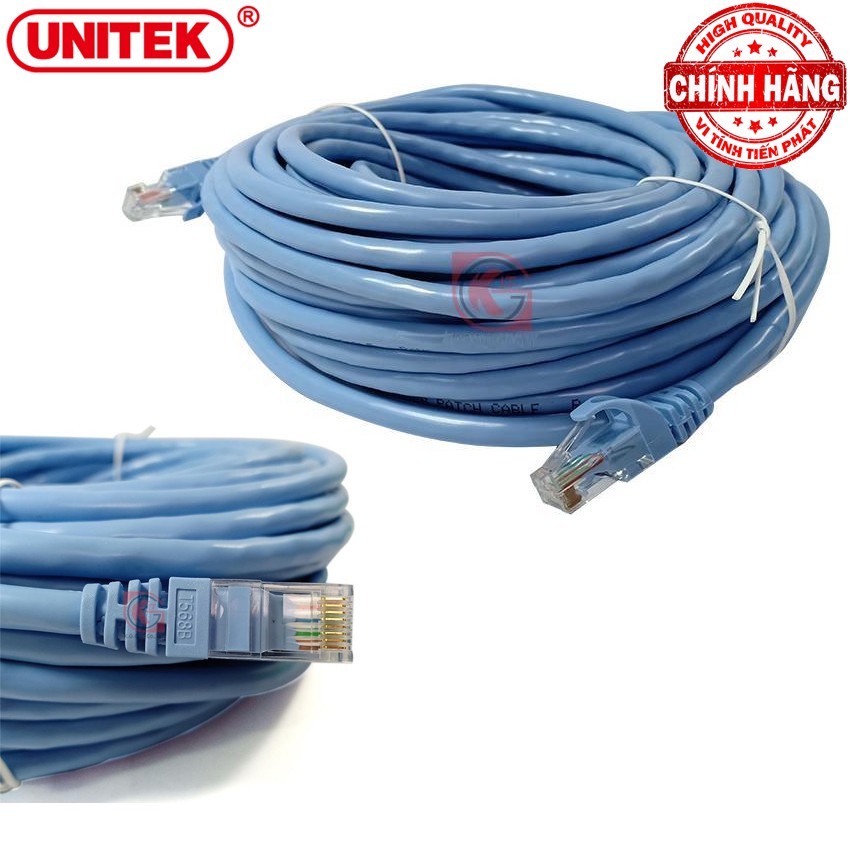 Dây cáp mạng LAN Internet bấm sẵn chuẩn CAT 6 Unitek Y-C814ABL dài 15m ( cat6 hỗ trợ 1000Mbps)