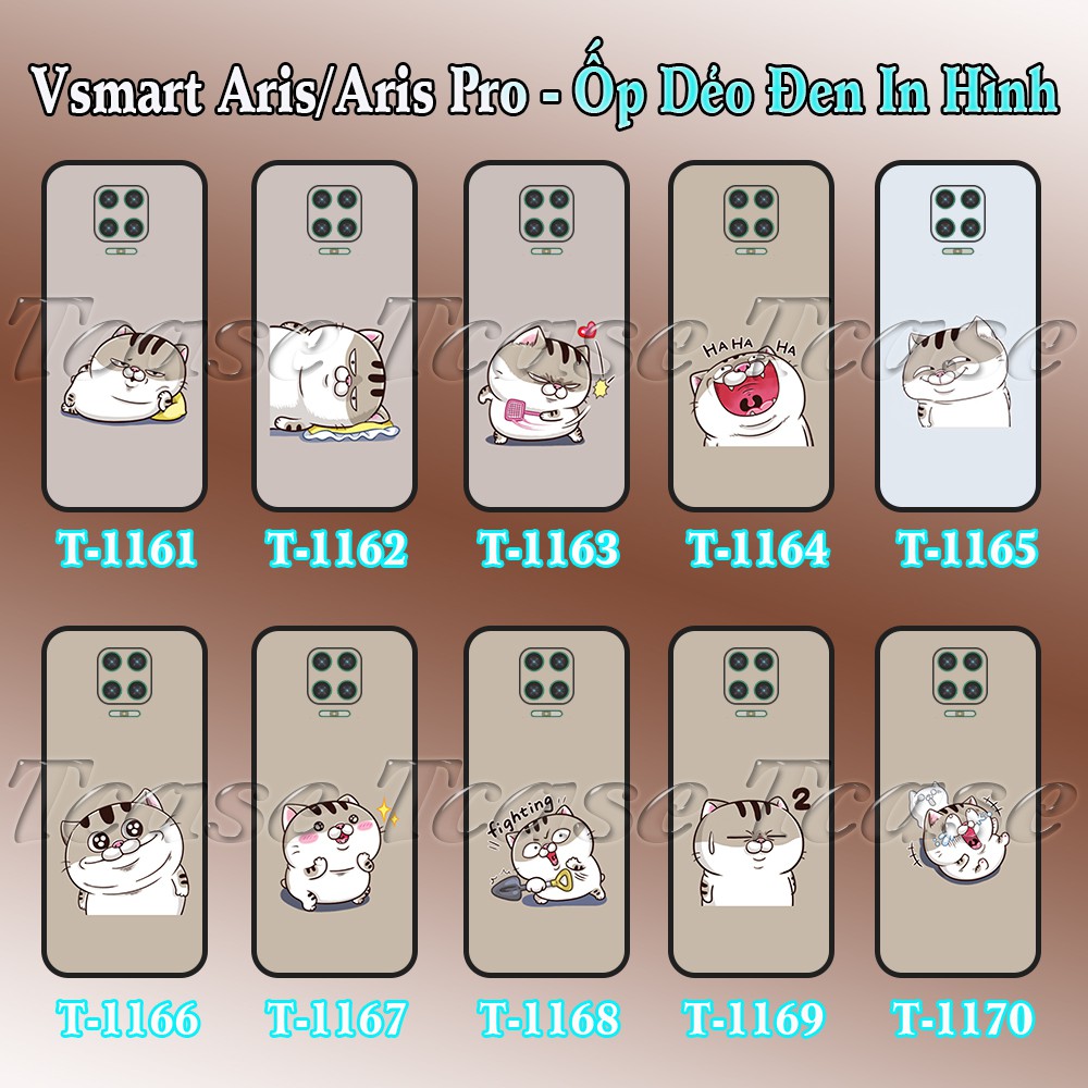 Ốp lưng Vsmart Aris/ Aris Pro dẻo đen in hình Chú mèo con cute