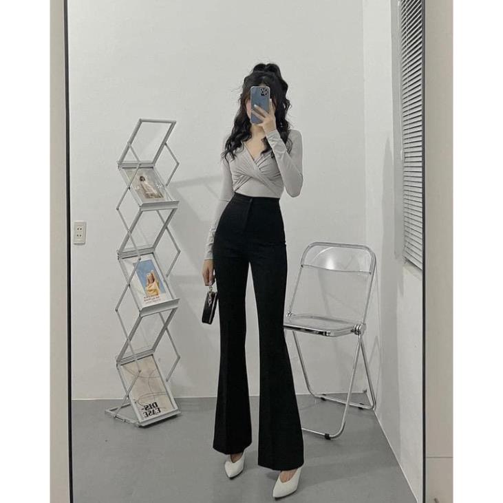 Quần Ống Loe Cạp Cao 1 Cúc Nhiều Màu Siêu Hách Dáng