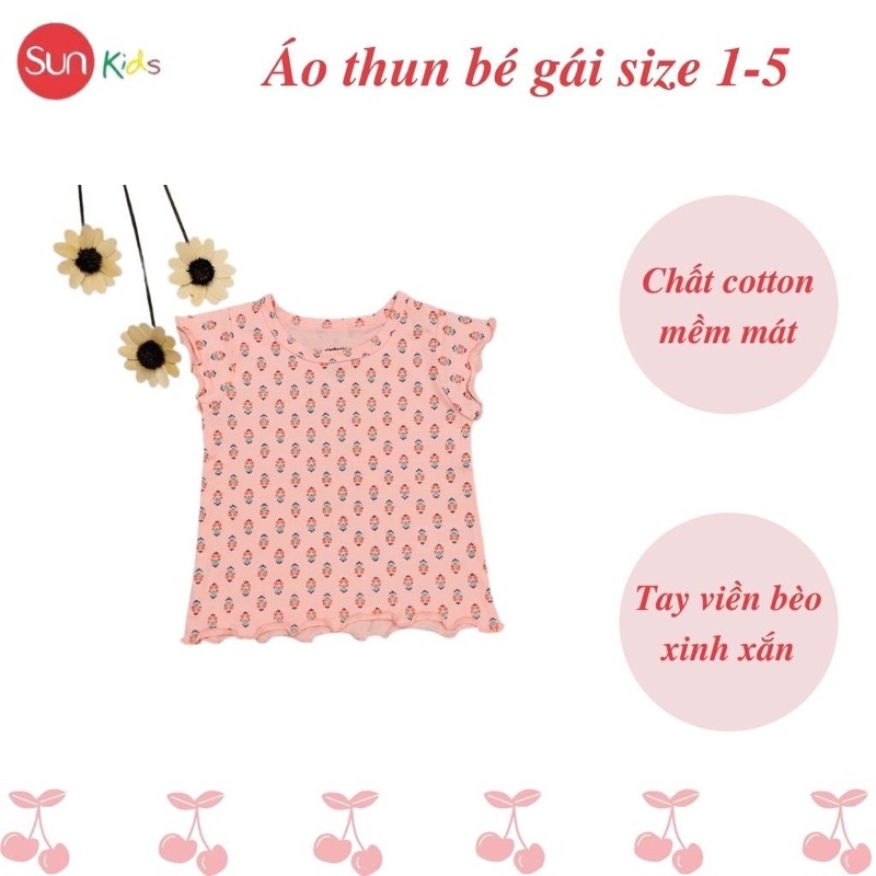 Áo thun cho bé gái, áo phông bé gái chất cotton mềm mát, size 1 - 5 tuổi - SUNKIDS1