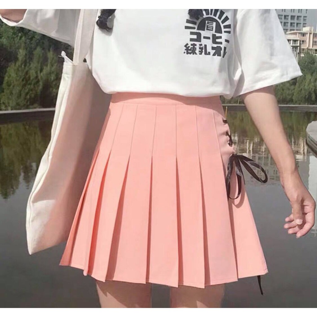 💢 Free Ship💢 Chân Váy Xếp Li Tennis Xỏ Dây 1 Bên Hông Trẻ Trung Chất Kaki Dày Dặn Tôn Dáng -C30 | BigBuy360 - bigbuy360.vn