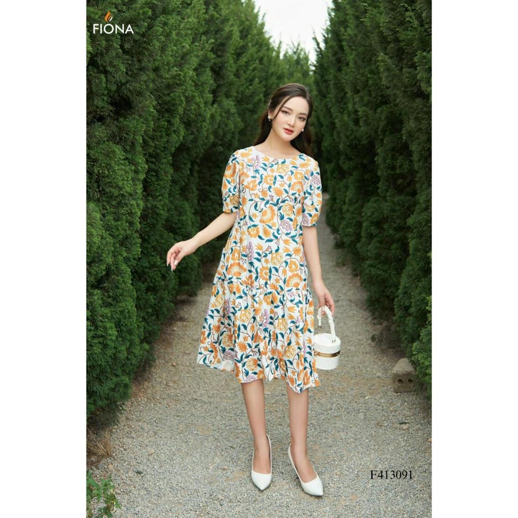 Đầm thiết kế cao cấp FIONA váy công sở nữ dáng suông họa tiết hoa nhí kèm thắt lưng rời F413091