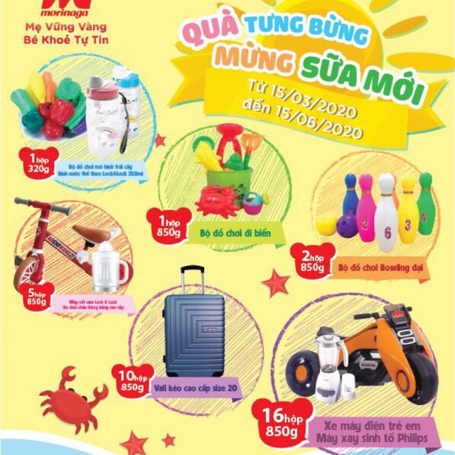 Sữa morinaga 6-36 tháng tuổi giât quai đổi quà