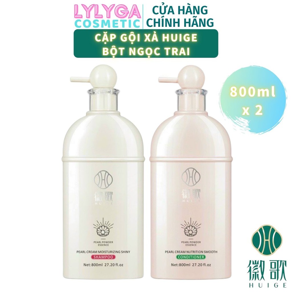 Bộ dầu gội dầu xả HUIGE PEARL CREAM 800ML X2 Phục hồi dưỡng ẩm cho tóc mềm mượt - Cặp gội xả bột ngọc trai GX27