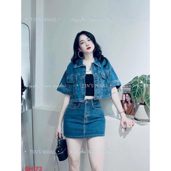 📍📍SÉT ÁO BÒ CỔ ĐỨC CHÂN VÁY CHỮ A SẴN HÀNG _V3TSHOP