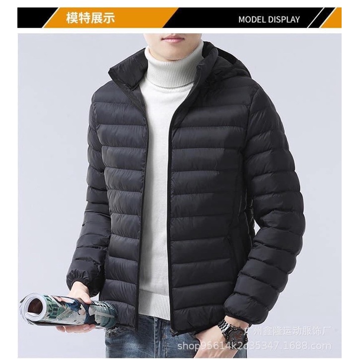 ÁO PHAO NAM VNXK- ÁO PHAO NAM SIÊU NHẸ MŨ THÁO RỜI