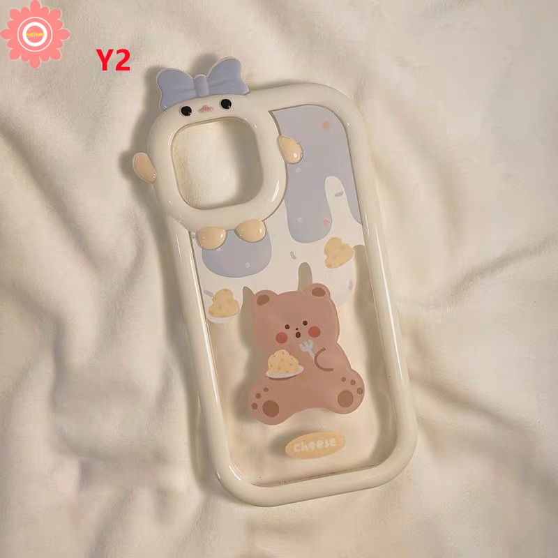 Ốp Điện Thoại Mềm Họa Tiết Gấu Thỏ Kem 3D Sáng Tạo Cho IPhone 6 6S 7 8 14 Plus 11 13 12 14 Pro MAX XR X XS MAX SE
