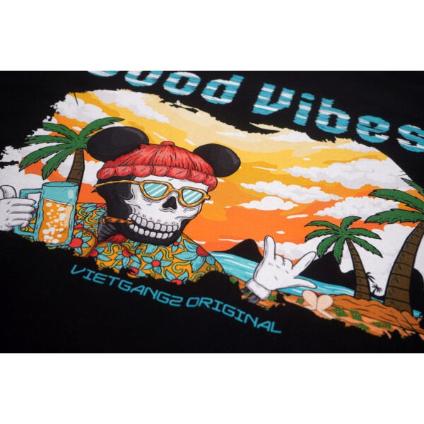 Áo Thun T-shirt Vietgangz Mẫu Good Vibes 100% Cotton Thêu Chi Tiết , Thấm Hút Mồ Hôi CỰC TỐT