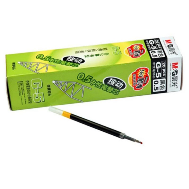 Hộp 20 ruột  bút gel M&G G5 ngòi 0.5mm viết rất êm, mực ra đều