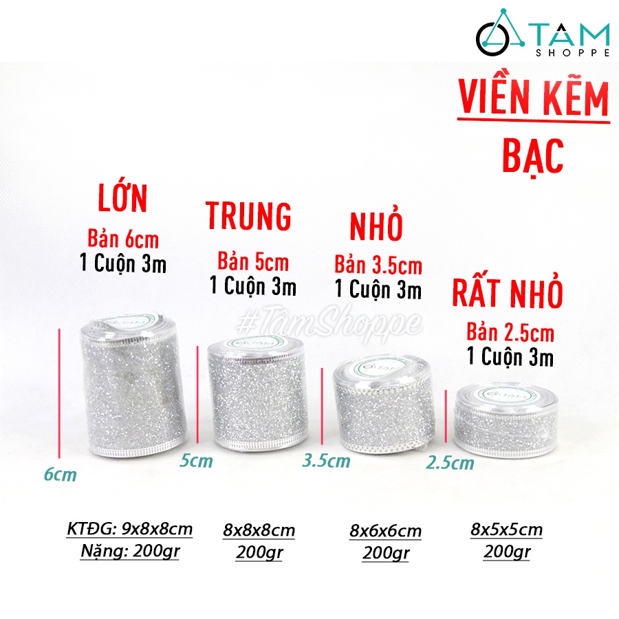 Ruy băng kim tuyến viền kẽm nhiều màu nhiều cỡ  RB-07 TAN
