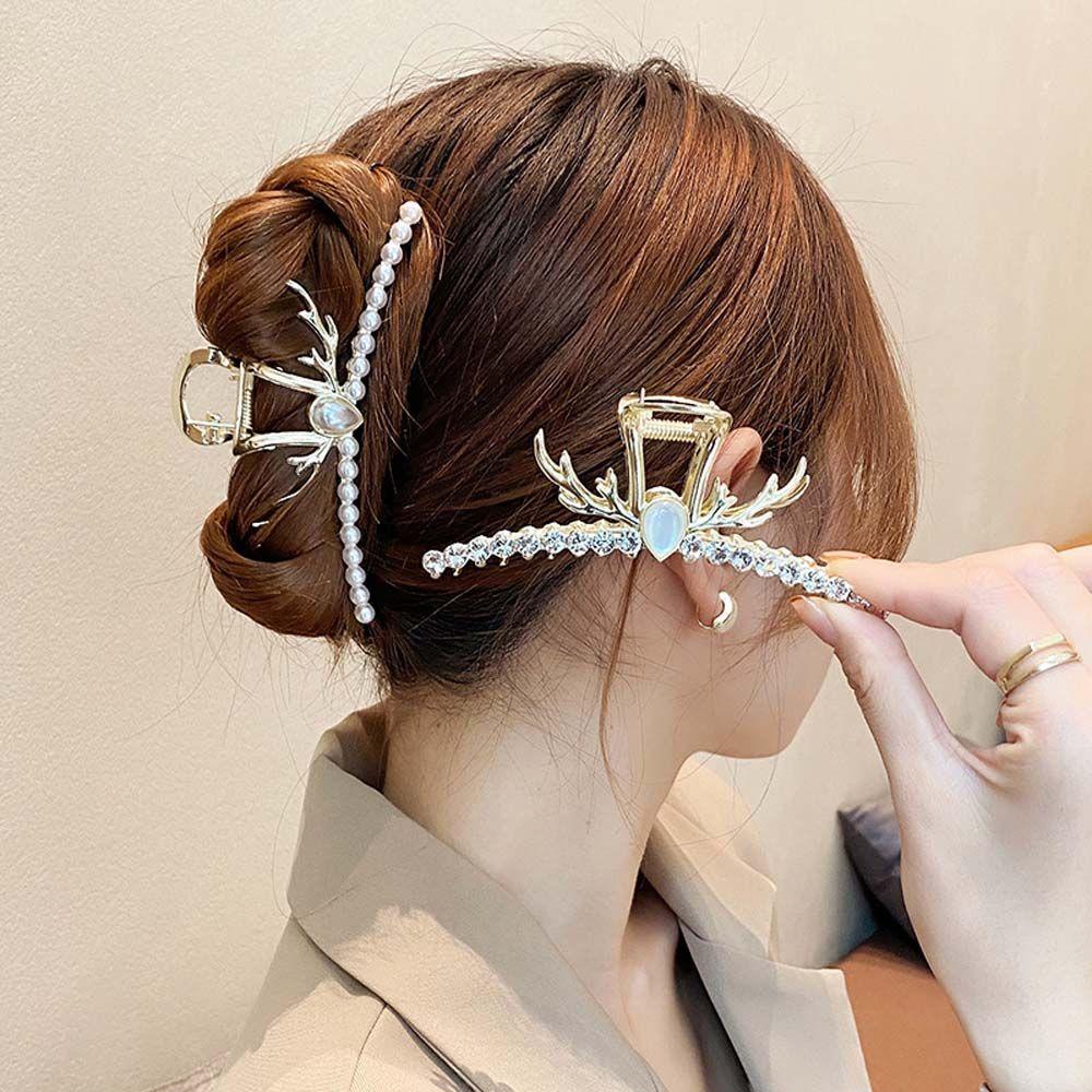 Kẹp Tóc Đính Ngọc Trai Kim Loại Thời Trang Cho Nữ