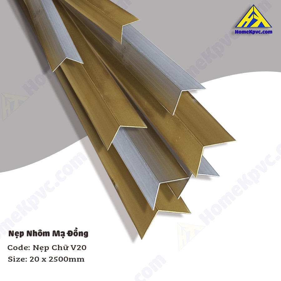 🔥GIÁ TỐT🔥 Nẹp Nhôm Mạ Đồng Chữ V 1,5cm - 2cm  Sỉ/Lẻ