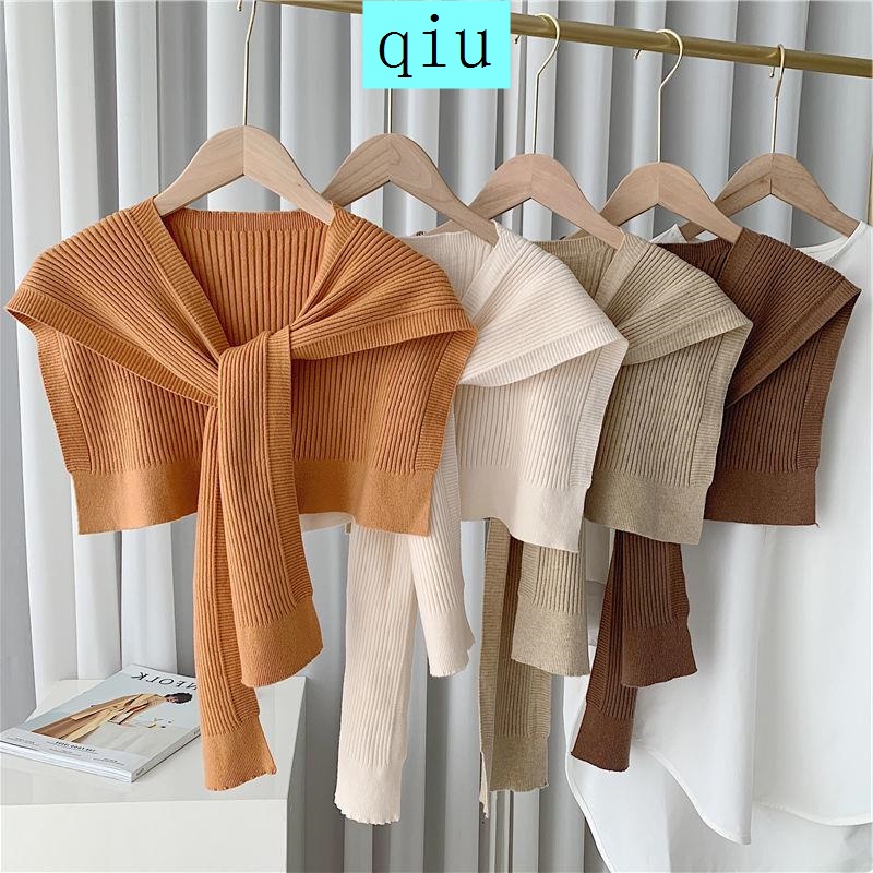 Áo choàng dệt kim màu trơn dễ phối đồ hợp thời trang