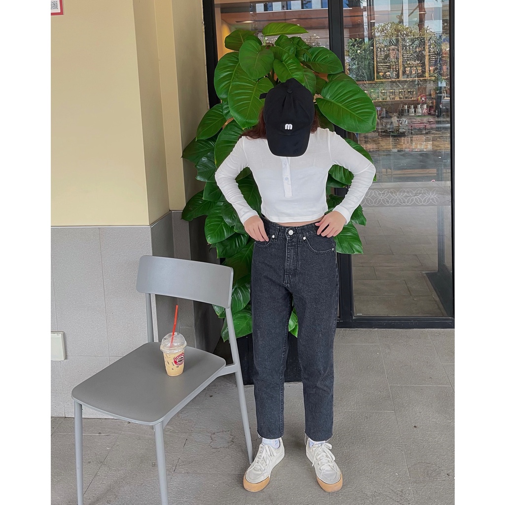Quần Jeans Nữ Lưng Cao Màu Đen LDM-CL107