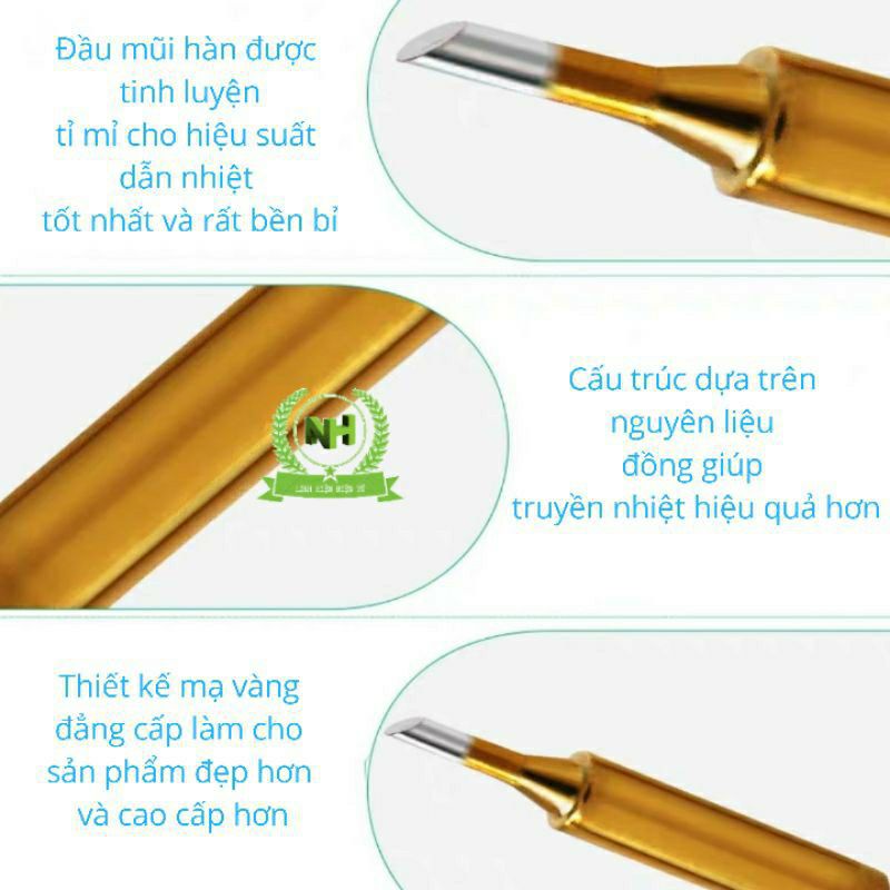 Mũi Hàn 936 Mạ Vàng Cao Cấp Sử Dụng Cho Trạm Hàn HAKKO 900M, 936, 951, tay 907, Quick 936, TQ 936..