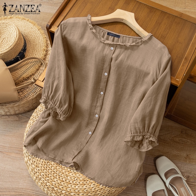 Áo kiểu ZANZEA tay lỡ 3 / 4 thời trang cho nữ