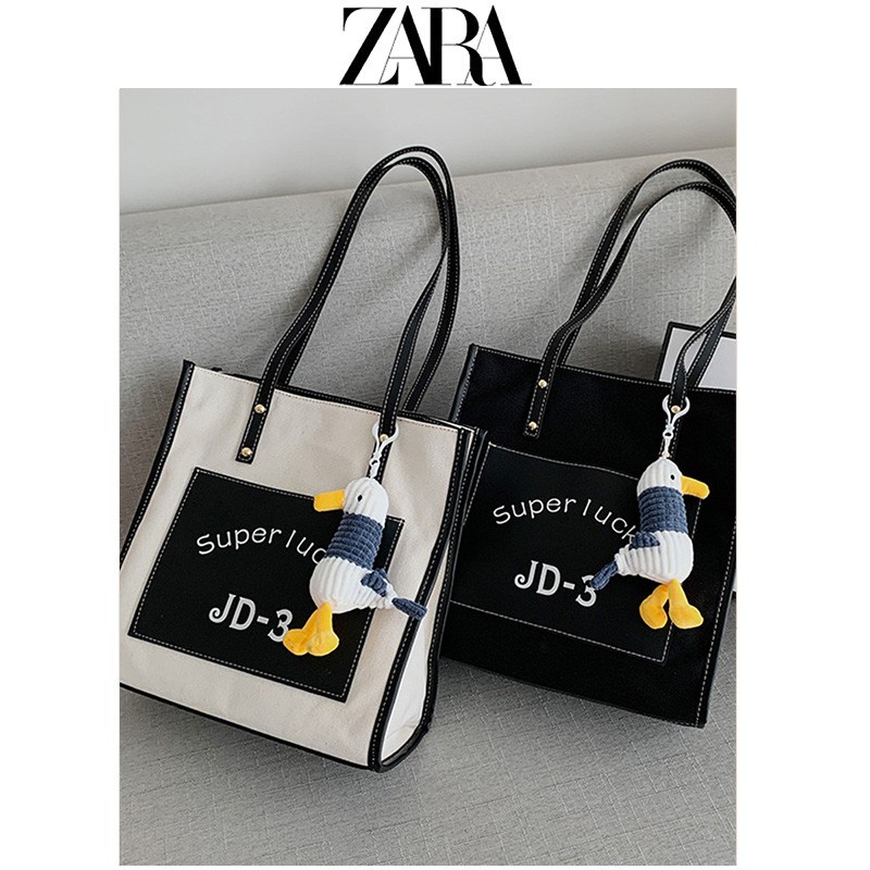 Túi Xách Zara Bằng Vải Canvas Cỡ Lớn 2022 Thời Trang Mùa Hè Cho Nữ