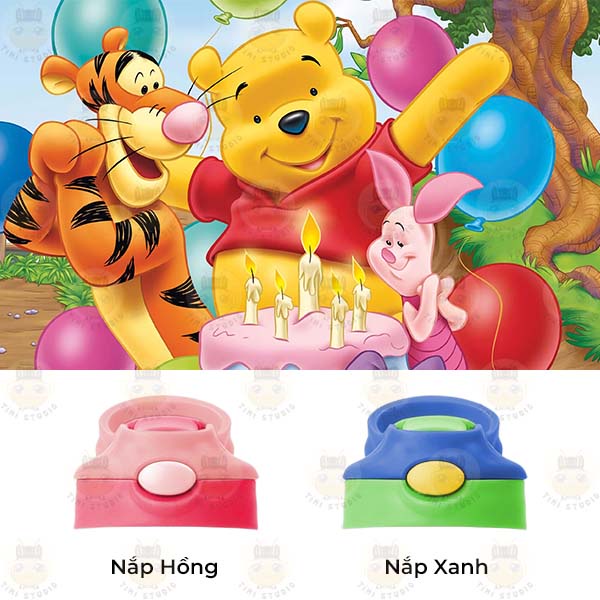 Bình Uống Nước Giữ Nhiệt Cho Bé Có Ống Hút Hình Gấu Pooh - Tỉ Mỉ Studio - Mã 1407KT04