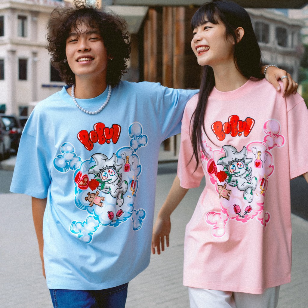 [CLIP THẬT] Áo thun BOBUI DRUNK LOVE unisex form rộng tay lỡ chất cotton