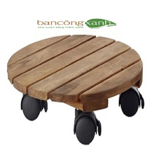 Đế gỗ đặt chậu cây có bánh xe di chuyển