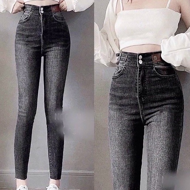 Quần Jean Nữ lưng cao ❤️FREESHIP❤️ Quần jeans nữ rách chất bò co giãn form ôm chuẩn dáng siêu đẹp  A-T Fashion - QJN603