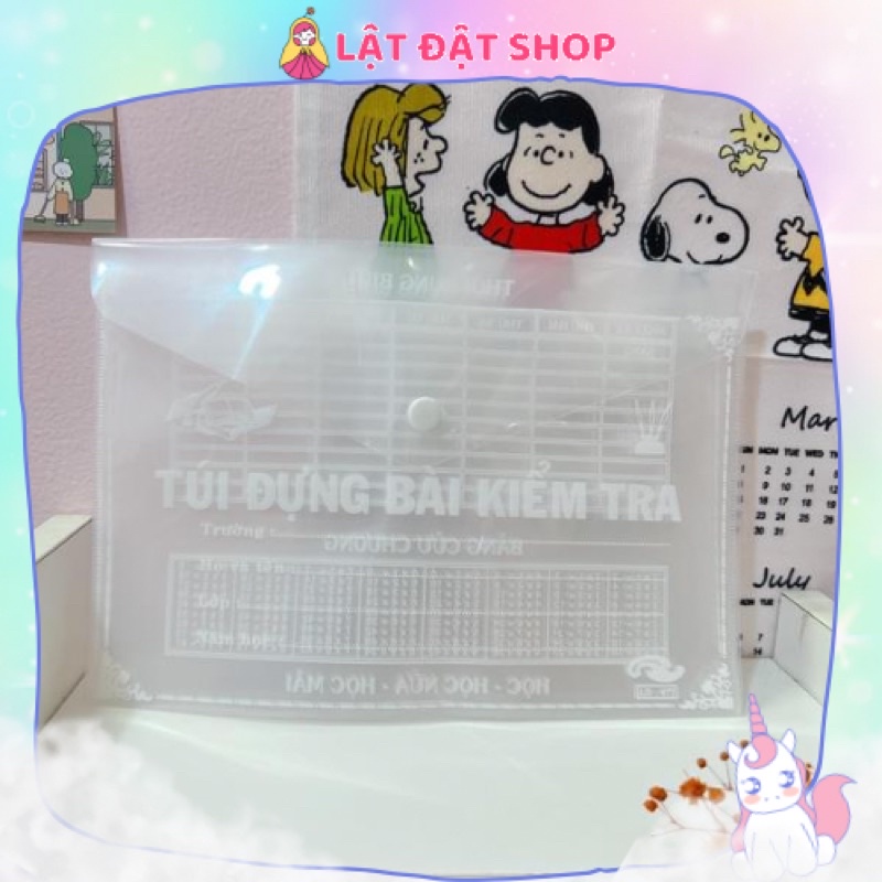 🌸 Túi đựng bài kiểm tra size A5 - Bìa sơ mi nút bấm A5 trong suốt 🌸